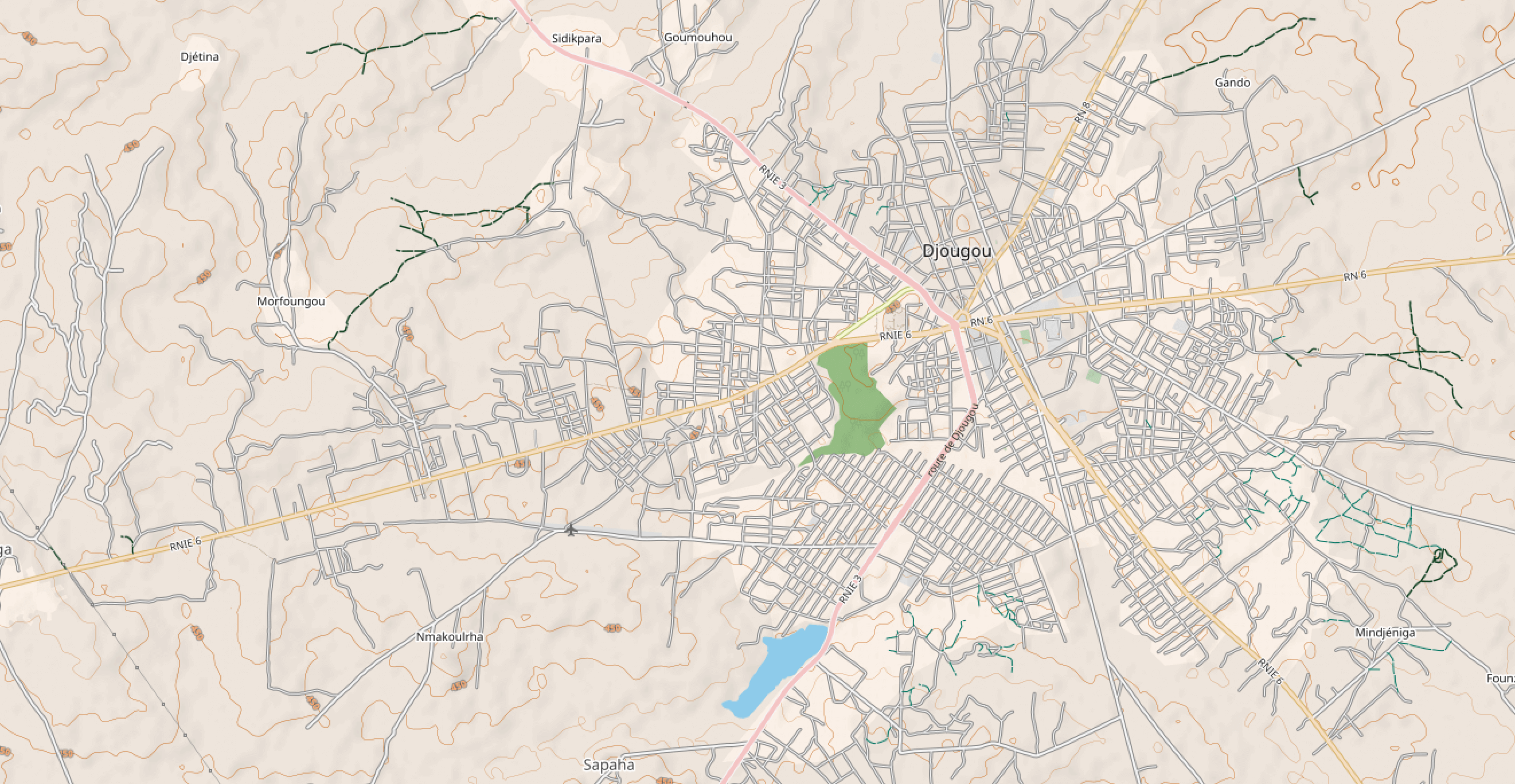 Vue aérienne de la commune de Djougou